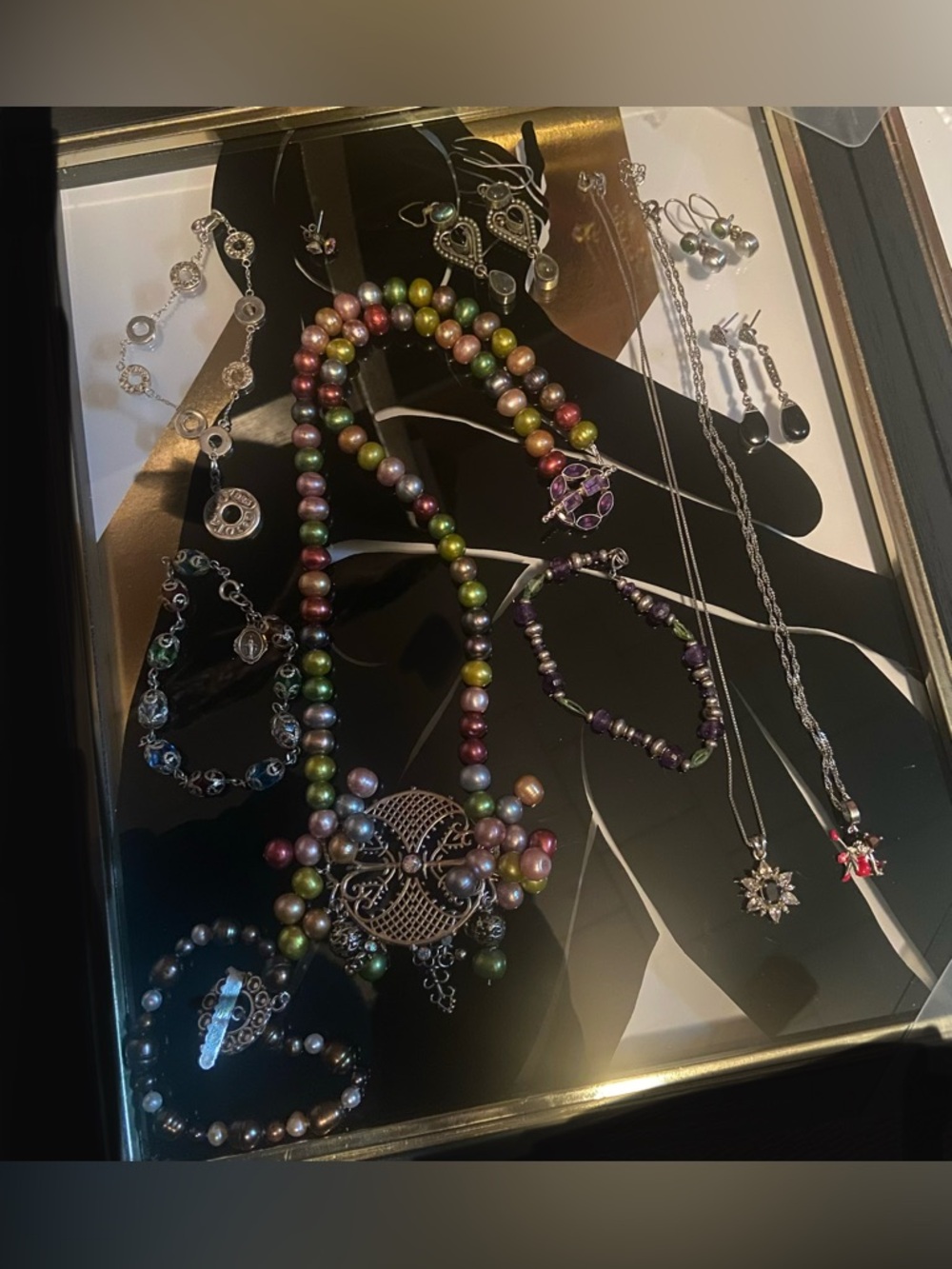 Sterling, Pearls , Gemstones Estate Lot: 3 Necklaces,4 Bracelets, &4 Earrings 92